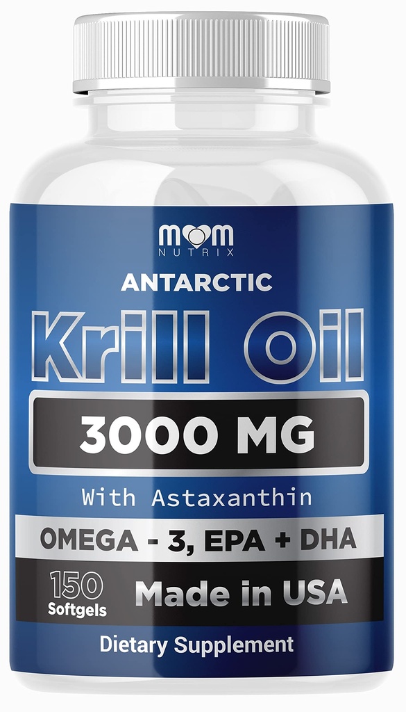 Dr. JOEL'S MOM NUTRIX Antarctic Krill Oil Supplement - 150 Softgels - Υψηλή απορρόφηση EPA, DHA, Ασταξανθίνη & Φωσφολιπίδια - Δεν Fishy Επίγευση Όπως το ιχθυέλαιο - Κατασκευάζεται στις ΗΠΑ