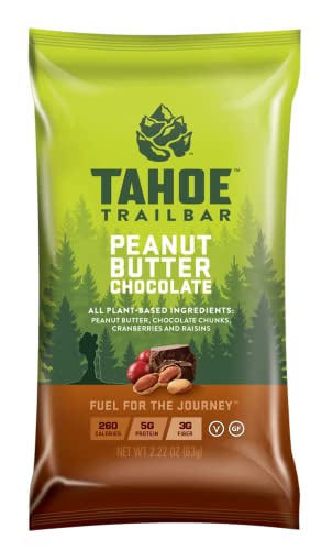 Tahoe Trail Bar, Φυτοβαθμισμένη μπάρα φυσικής ενέργειας (2.22 Ounce Protein Bar, 12 Count) Υψηλή πρωτεΐνη μη-GMO, χωρίς γλουτένη, Vegan Healthy Snacks - Σοκολάτα φυστικοβούτυρο