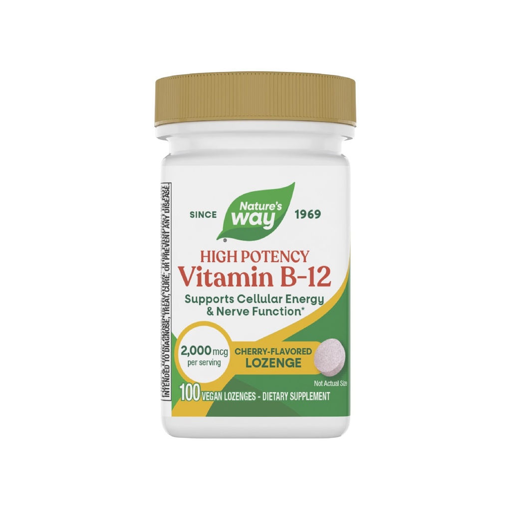 Τρόπος της φύσης Βιταμίνη B-12 Lozenges, 2.000 mcg Βιταμίνη B12 ανά Lozenge, υποστηρίζει Cellular Energy & Nerve Λειτουργία*, χωρίς γλουτένη, Vegan, Cherry Γεύση, 100 Count (Packing May Vary)