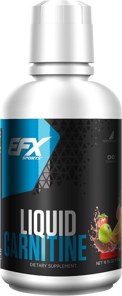 EFX Sports L-Καρνιτίνη Liquid 1500mg, Βελτίωση της απόδοσης και της αντοχής, Βιταμίνη Β5 (31 σερβιέτες, Punch φρούτων)