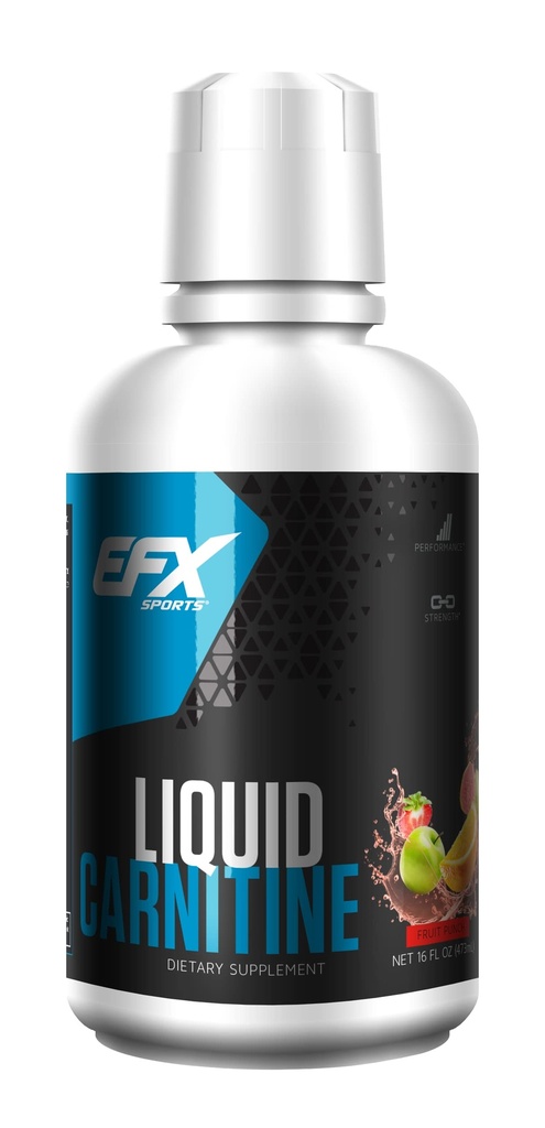 EFX Sports L-Καρνιτίνη Liquid 1500mg, Βελτίωση της απόδοσης και της αντοχής, Βιταμίνη Β5 (31 σερβιέτες, Punch φρούτων)