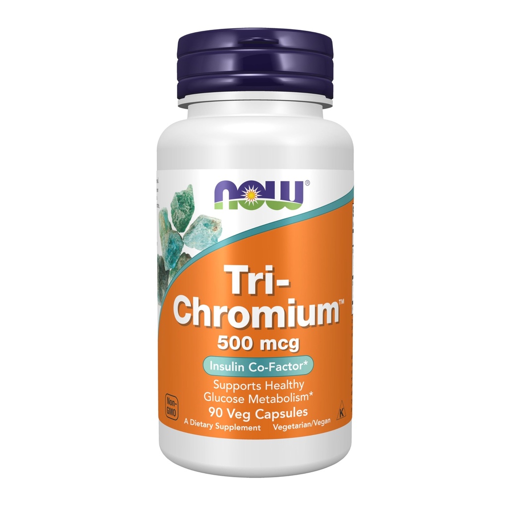 NOW Συμπληρώματα διατροφής, Tri-Chromium TM 500 mcg με κανέλα, ινσουλίνη Co-Factor *, 90 κάψουλες Veg