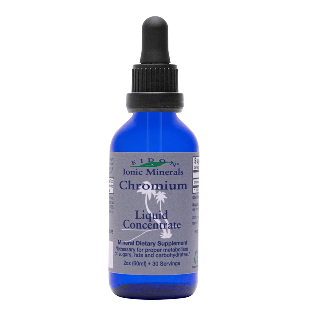 Eidon Ionic Minerals Liquid Chromium Concentrate - Ionic Chromium Supplement Drops, Supports Stable Energy Levels, All-Natural, No Sugar Added, No Συντηρητικά ή Πρόσθετα - 2 oz