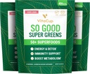 VitaCup Super Greens Σκόνη Smoothie & Juice Mix w/ 50+ Premium Superfoods, Digestive Health, Bloating Relief, Detox, Gut Health w/Probiotics, Αντιοξειδωτικά, Berry Lemon, 30 Μερίδες Καθένα, 3 Τσάντες