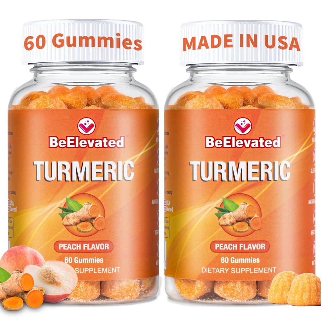 Κουρκουμίνη Turmeric Gummies – Extra Strength 2000mg 8:1 Extract Turmeric Supplement Gummies with Black Pepper & Ginger – Vegan Non-GMO Κοινή Υποστήριξη Μασώμενα – Ροδάκινο Γεύση - Συσκευασία των 2