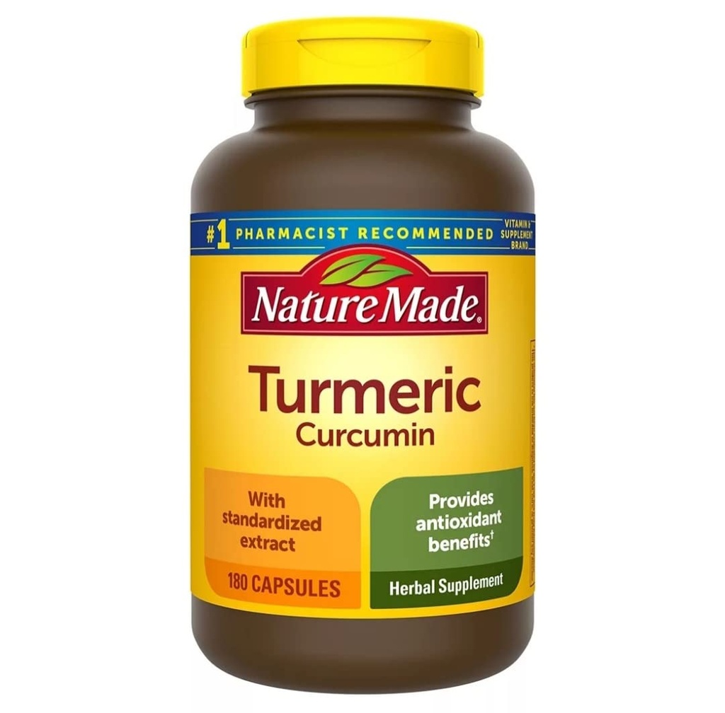 Nature Made Turmeric Curcumin 500 μιλιγκράμ. Καψάκια (αντιοξειδωτικό) Μέγεθος Αξίας 180 Ct