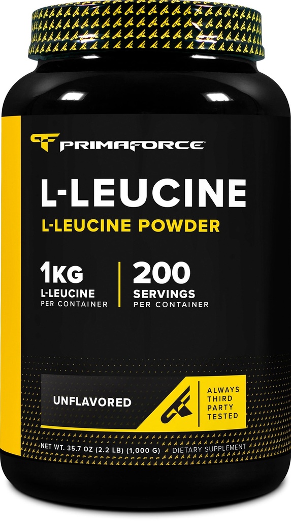 Primaforce L-Leucine Powder 1 KG (2.2lbs) Pure L-Leucine Powder | GMO-Free, Gluten Free, 200 Servings