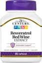 21ος αιώνας Resveratrol κόκκινο εκχύλισμα κρασιού κάψουλες, 90Count