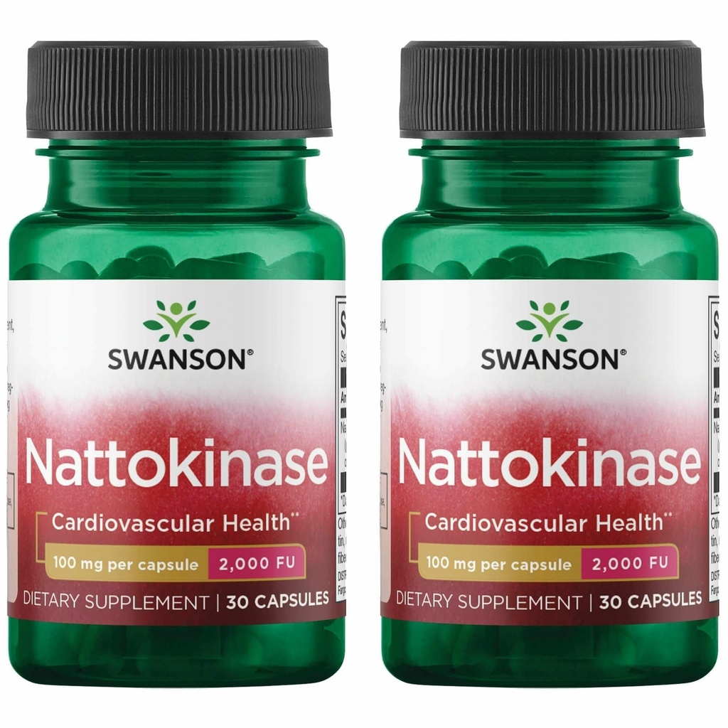 Swanson Nattokinase 2000 Ινολυτικές Μονάδες 100 Χιλιόγραμμα 30 Καψάκια Ένζυμο (2 Συσκευασία)
