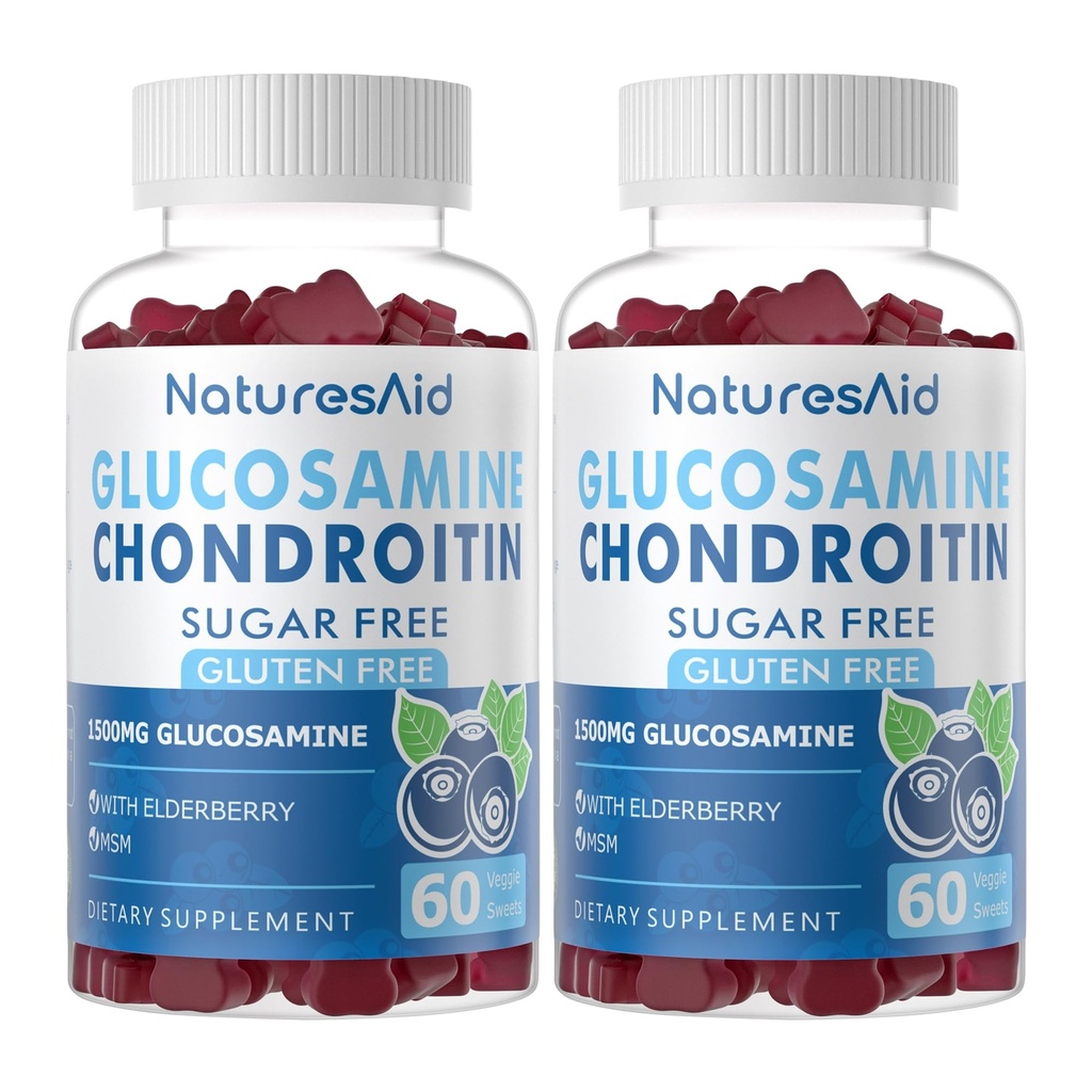 Γλυκοζαμίνη Chondroitin Gummies με MSM & Elderberry Extra Strength - Κοινή Υποστήριξη, Αντιοξειδωτικό ανοσοποιητικό συμπλήρωμα υποστήριξης για ενήλικες, άνδρες και γυναίκες.(2 Pack)