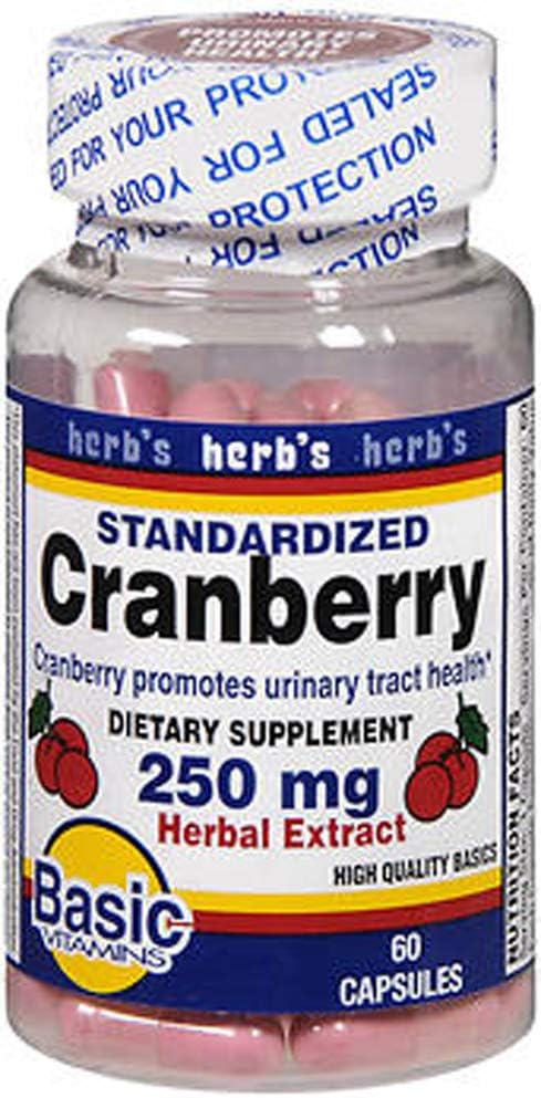 Βασικές Βιταμίνες Cranberry 250 mg Καψάκια Εκχυλίσματος βοτάνων - 60 ct, Συσκευασία των 2