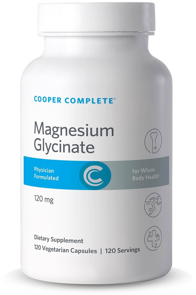Cooper Complete-Magnesium Glycinate Supplement - 120 mg Elemental Magnesium per Vegetarian Capsule.120 Κάψουλες. Συσκευασία του 1