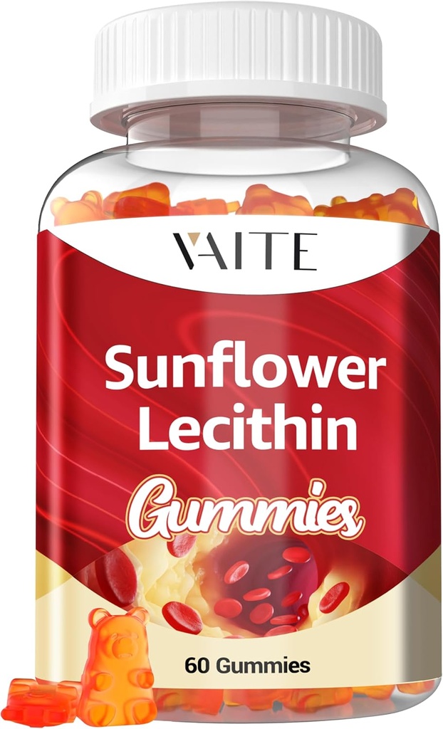 Ηλιόλουστη Λεκιθίνη Gummies 800mg - Vegan, μη-GMO, χωρίς σόγια και γλουτένη-δωρεάν - Υποστηρίζει την καθημερινή διατροφή, εύκολο στη δύση μάσημα για ενήλικες, συμπλήρωμα θηλών, υποστήριξη φυσικής ευεξίας - 60 Vegan Gummy