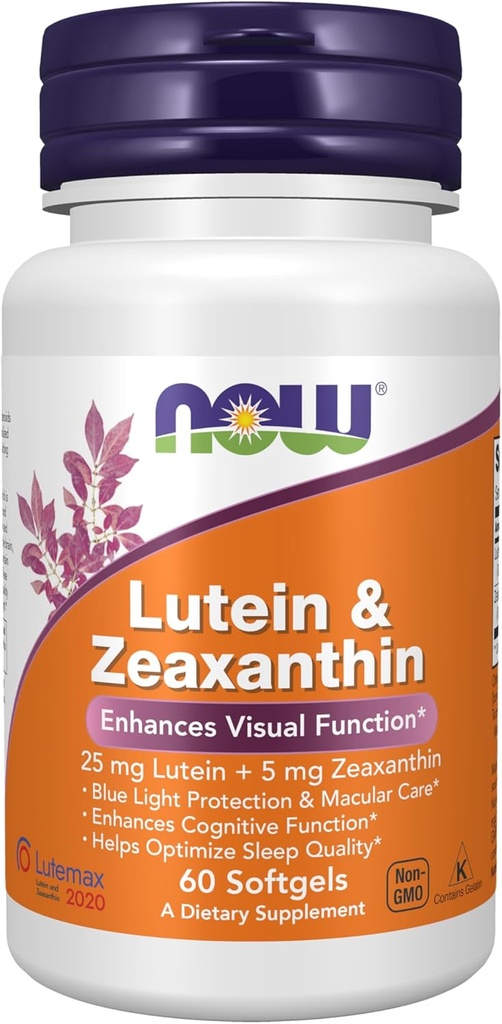 NOW Foods Supplements, Lutein & Zeaxanthin with 25 mg Lutein and 5 mg Zeaxanthin, 60 Softgels