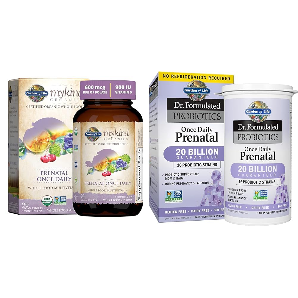 Garden of Life Organics Προγεννητική Βιταμίνη: Φολικό για την Ενέργεια & Υγιεινή Ανάπτυξη του εμβρύου & - Dr. Formulated Probiotics Once Daily Prenatal - Acidophilus και Bifidobacteria Probiotic Support