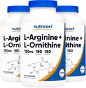 Nutricost L-αργινίνη L-Ορνιθίνη 750mg; 180 Κάψουλες (3 φιάλες)