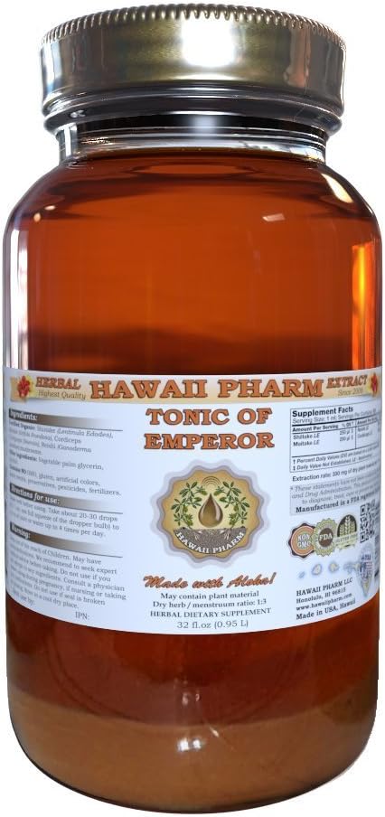 HawaiiPharm Shiitake, Maitake, Cordiceps, Reishi Liquid Extract, Βιολογικό Αποξηραμένο Shiitake, Maitake, Cordiceps, Reishi Tincture, Βοτανικό Συμπλήρωμα, Κατασκευασμένο στις ΗΠΑ, 32 fl.oz