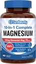 Σύμπλεγμα μαγνησίου, 10-σε-1 Formula, 420mg Elemental Mag Per Serving, Μαγνήσιο Γλυκινικό, Μηλεϊνό, Κιτρικό, Υψηλή Απορρόφηση, Οστά & Χαλάρωση, 90 Caps