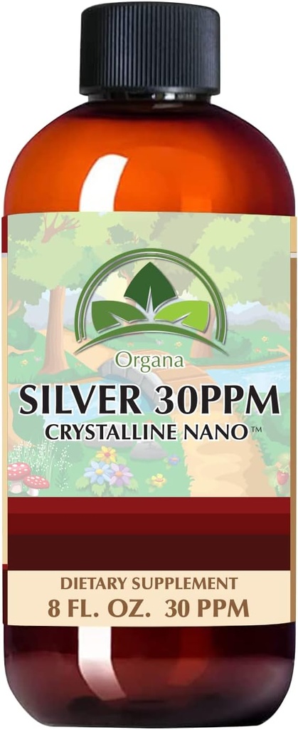Organa Crystalline Nano Colloidal Silver - Ultra Pure Silver Liquid for Immune Support - Ultimate Supplement Solution - Plata Coloidal - 8 Ουγγιά - 30 PPM