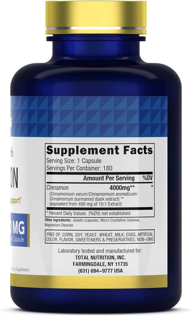 tnvitamins Κάψουλες Κανέλας 4.000 mg Ισοδύναμο - 180 Κάψουλες 