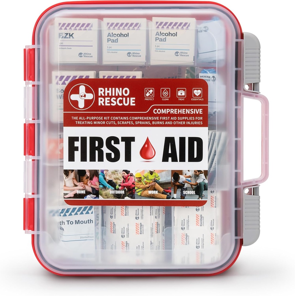 RHINO RESCUE 371 Τεμάχια OSHA All-Purpose Kit Πρώτες Βοήθειες, Σπίτι & Γραφείο Επαγγελματικών Ιατρικών Προμήθειων, Ιδανικό για Επείγουσα ανάγκη, Σχολείο, Επιχειρήσεις