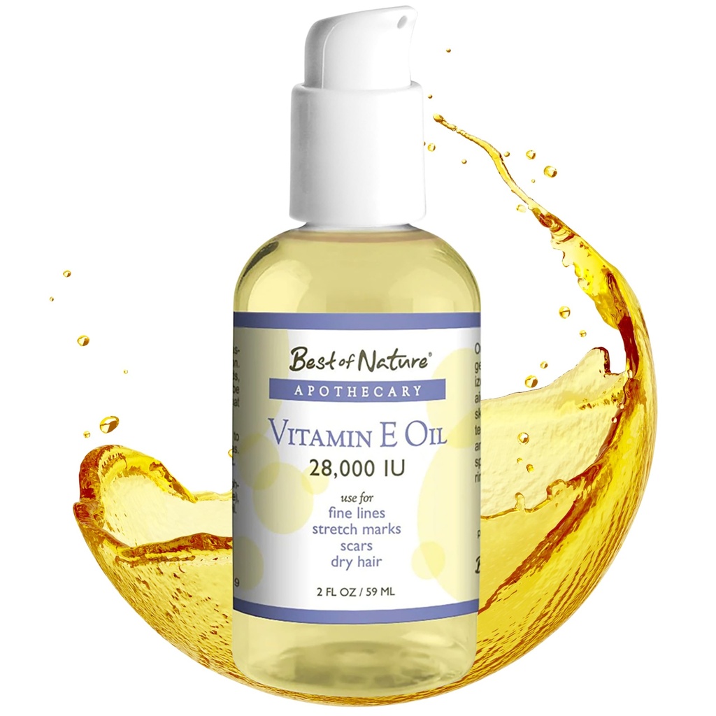 Best of Nature Βιταμίνη Ε Oil 28,000 IU, Αρωματισμένο Ενυδατικό με κλασμένη καρύδα - Damage Repair Formula for Hair, Skin, Face, & Hands