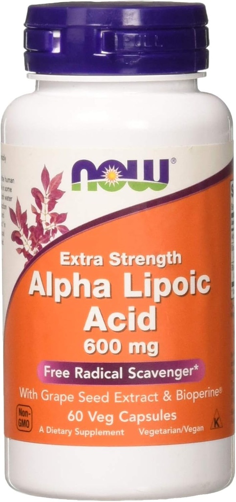Τώρα τρόφιμα άλφα λιποϊκό οξύ 600mg 60 κάψουλες Vegi