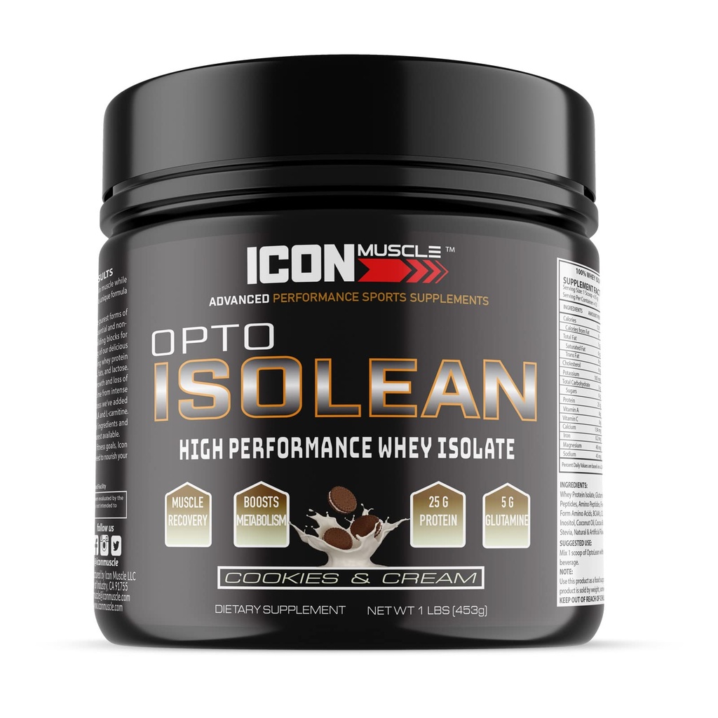 Isolean Whey Protein Isolate Powder, Βανίλια, Σοκολάτα, Φράουλα, Cookies & Κρέμα, Αλμυρό καραμέλ, Σοκολάτα Μέντα, Σοκολάτα Φυστικοβούτυρο, 1 λίρα (Cookies & Cream)