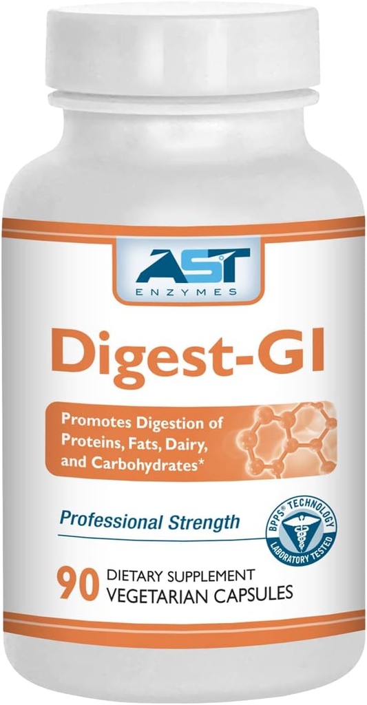 AST Enzymes Digest-GI Digestive Enzyme - Digestion and Bloating Relief for Women and Men - 90 Vegetarian Capsles