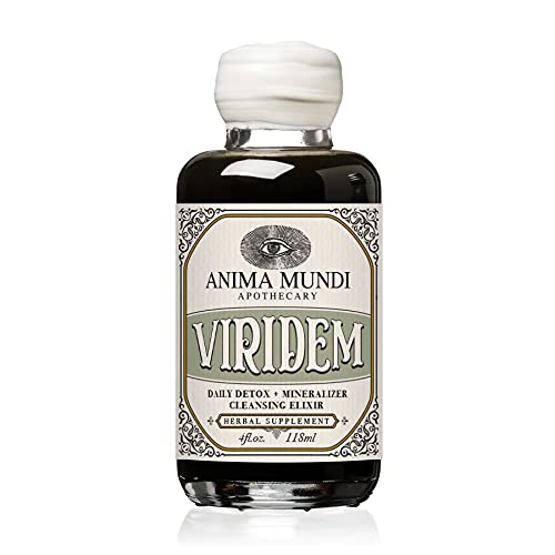 Anima Mundi Apothecary Viridem Greens Detox Elixir - GI & Liver Detox Liquid Supplement, Natural Herb Cleanse with Chlorophyl, Moringa + Organic Chlorella - Add to Juice & Teas (4oz / 118ml)