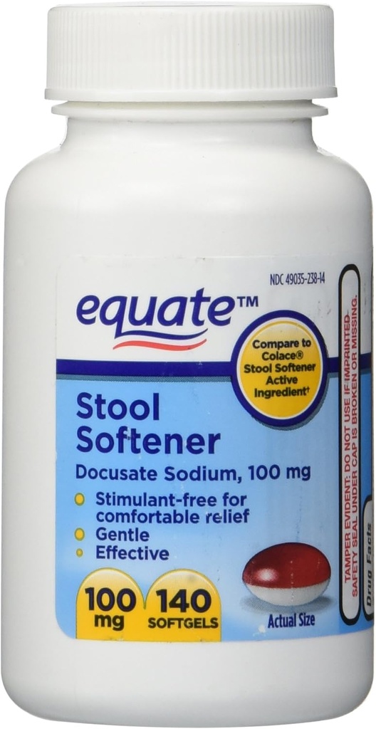 Equate - Αποσκληρυντής Σκακιέρας 100 mg, 140 Καψάκια (Σχετικά με το Colace) (1)