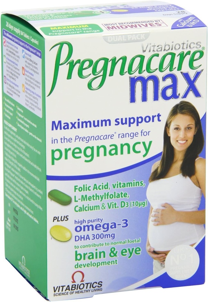 Vitabiotics Ltd, England 2 συσκευασίες Pregnacare Max 84 δισκία = Σύνολο 168 δισκία/κάψουλες