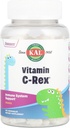 KAL C-Rex Chewable Vitamin C for Kids, Immune Support Supplement with Bioflavonoids from Rose HIPS, Rutin & Acerola, Tasty Orange, Fructose Free, Chewable Tablets