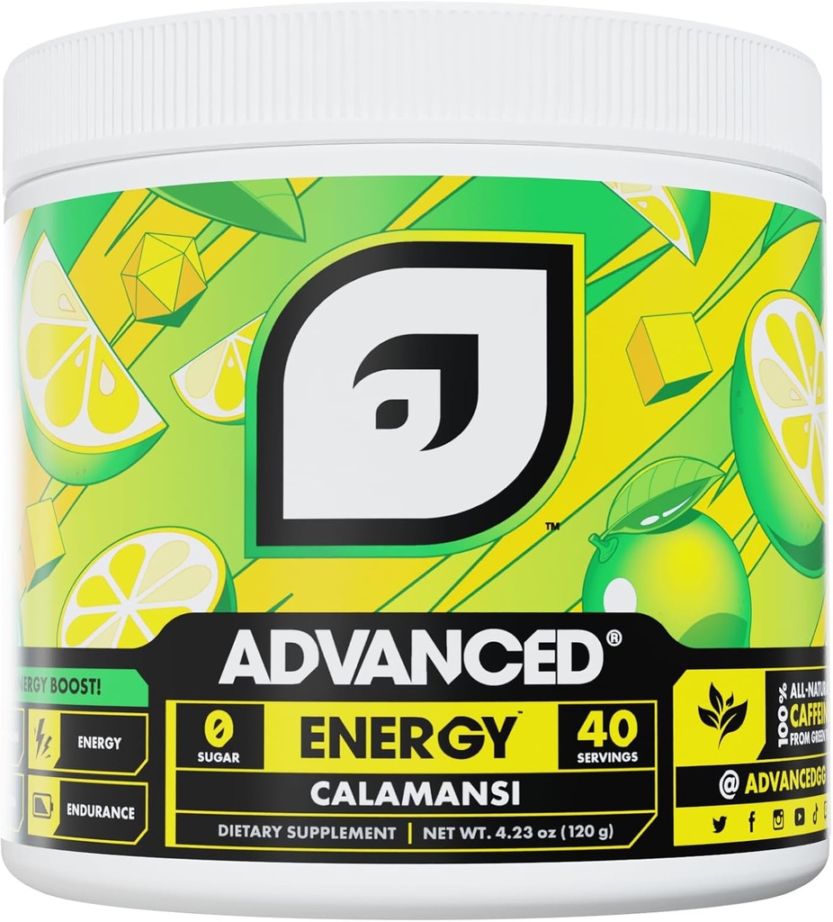 Advanced Energy - Energy Booting Formula με ηλεκτρολύτες για ενυδάτωση - L-Θεανίνη για την καταπολέμηση Jitters - Χωρίς ζάχαρη & Keto Friendly - Όχι Maltodextrin (40 εξυπηρετούν) (Calamansi)