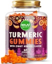 Maju Superfoods Turmeric Curcumin Gummies 60ct, Zingy Ginger Γεύση, Black Pepper Extract για ενισχυμένη απορρόφηση και δύναμη, Turmeric Gummies για ενήλικες και παιδιά