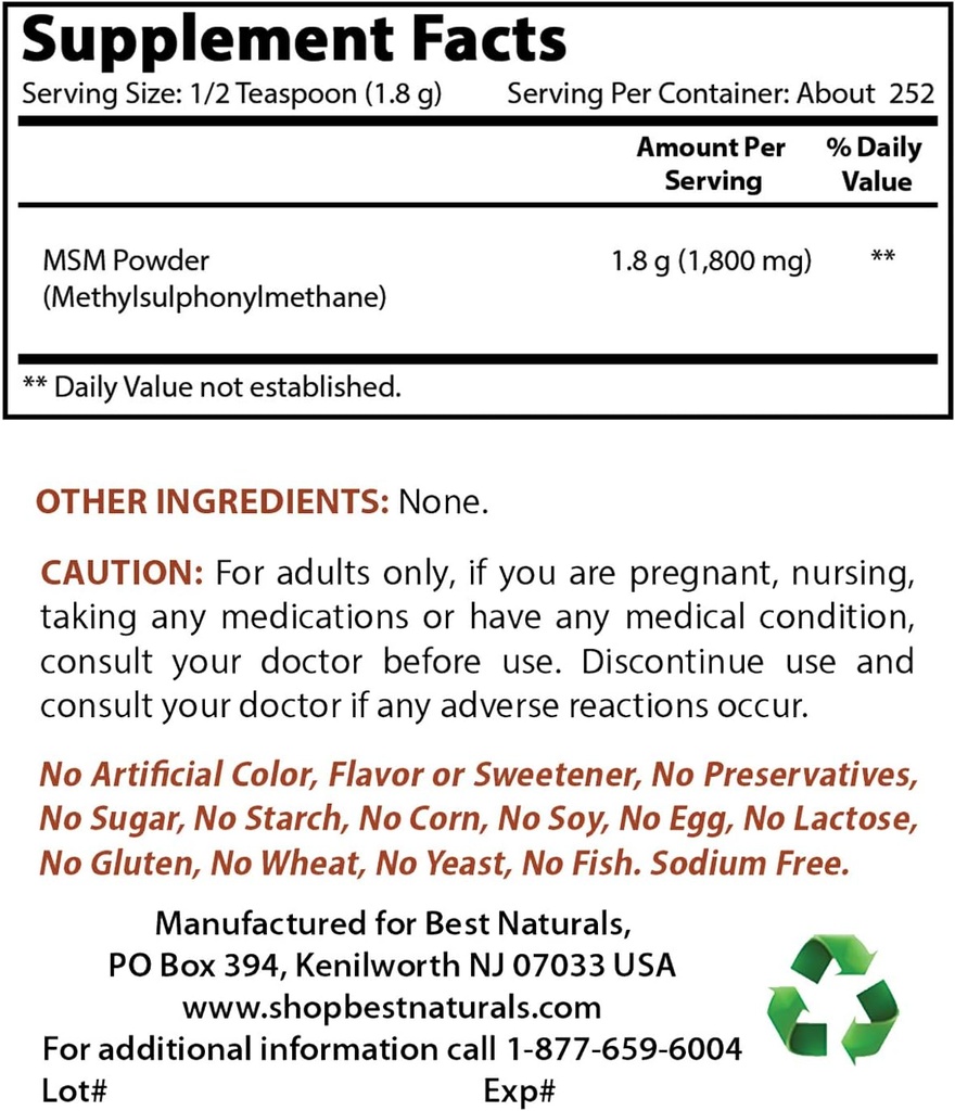 Best Naturals MSM σκόνη & B-100 Complex