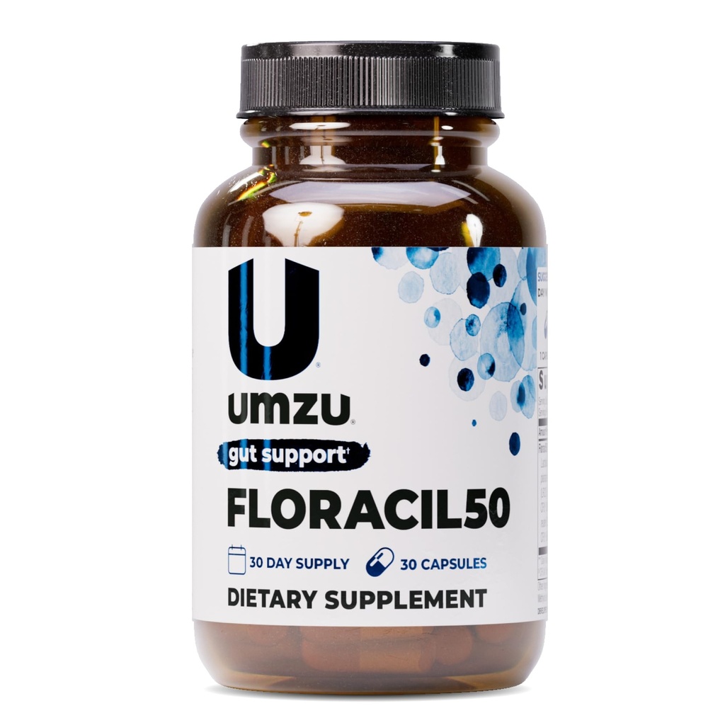UMZU Floracil50 Prebiotics and Probiotic for Women + Men, 50 δισεκατομμύρια CFU for Digestion, Gut Health, Acidophilus, Rhamnous, Immunus, Energy (30 κάψουλες)