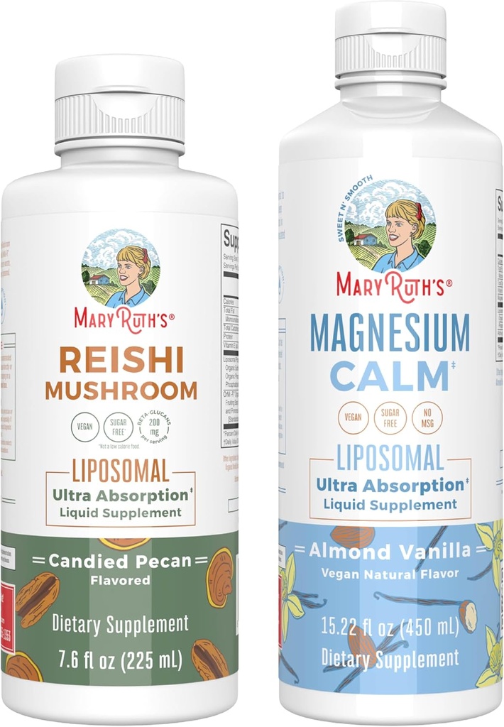MaryRuth Organics Reishi Liposomal (Candid Pecan) & Μαγνήσιο (Almond Vanilla) 