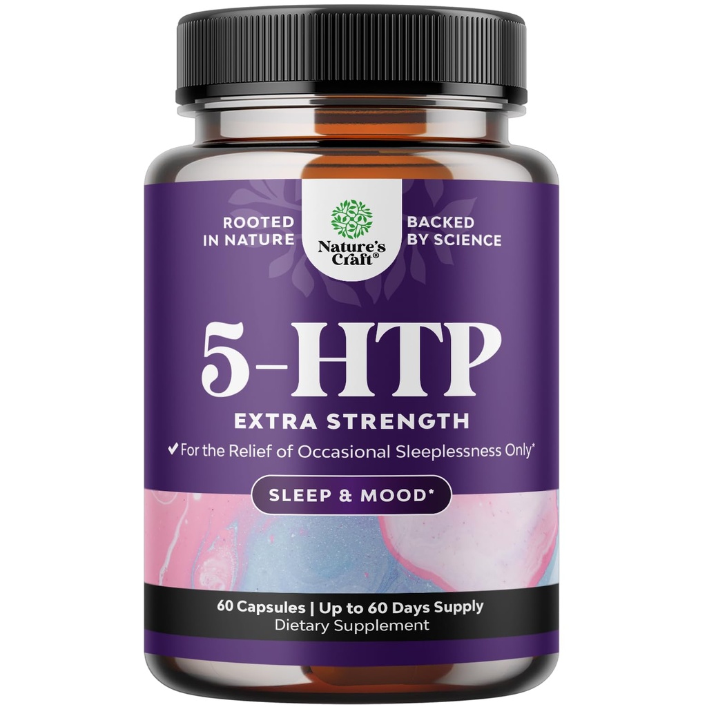 5 HTP Συμπλήρωμα 5- Hydroxytryptophan - 5HTP 100mg ανά Serving Gentle Herbal Sleep and Mood Enhancer - 5-HTP 100 mg ανά Serving Mood Supplement and Sleep Support Caps from Griffonia Simplicifolia