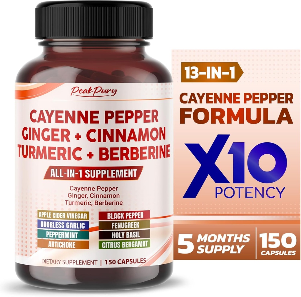 Cayenne Pepper Turmeric Berberine - Digestion, Υποστήριξη για την Πίσσα - Made in USA