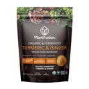 PlantFusion Turmeric and Ginger Drink Mix - Fermented Full Food Nutrition, Herbal Supplement Powder with Curcuminoids - USDA Certified Organic, Non-GMO, Vegan, Gluten-Free, 4.76 oz 30 Μερίδες