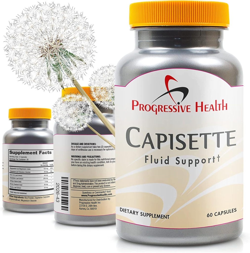 Capisette Υποστήριξη Διατήρησης Νερού - μειώνει Swollen Feet, Ankles, και τα πόδια - Μειώστε την Οίδημα & Υγρή Διατήρηση από το Edema. Περιλαμβάνει: Κάλιο, Dandelion Root, & More- Συμπλήρωμα διατροφής (60 κάψουλες)