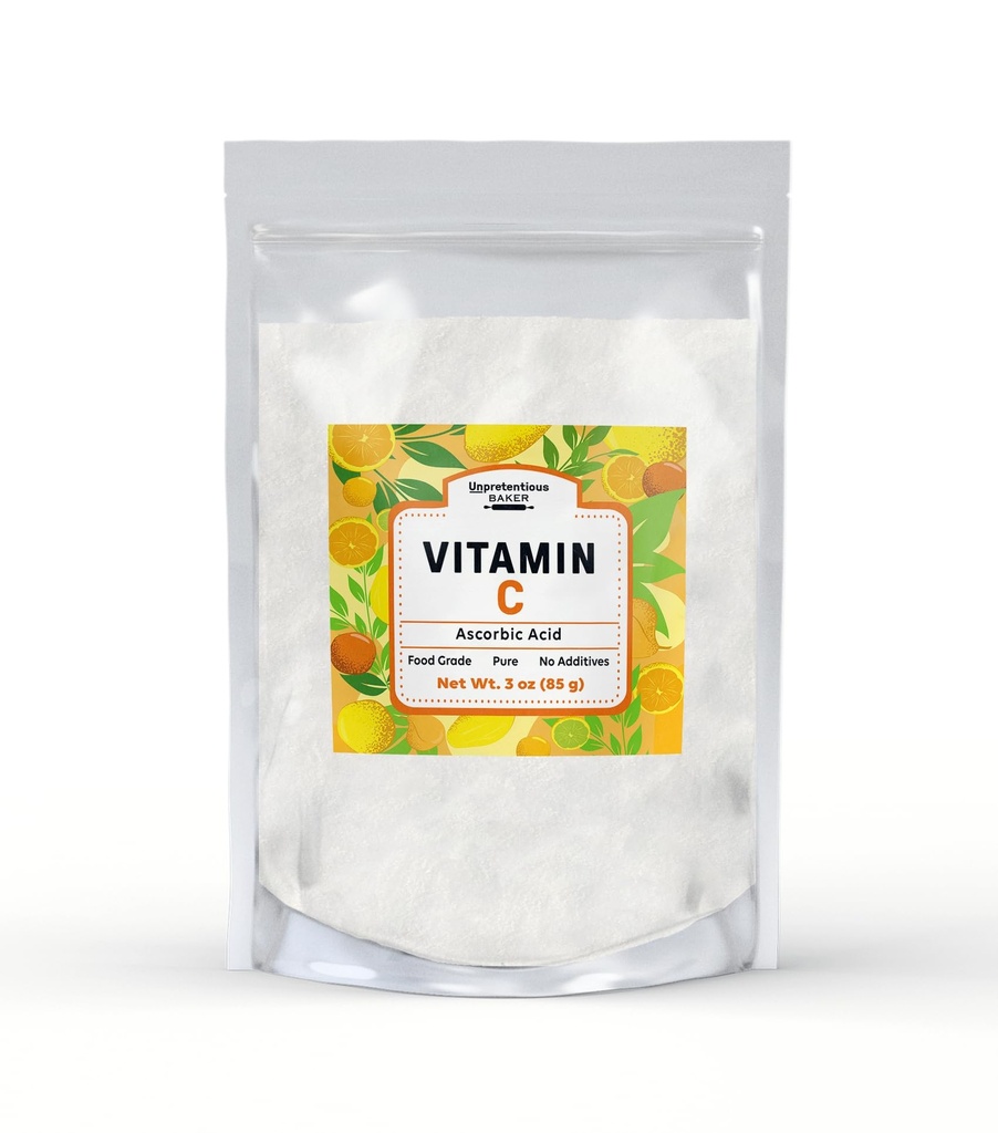 Ανεπιτήδευτη Βιταμίνη C Μπέικερ σκόνης (3 oz) Ασκορβικό οξύ, επαναχρησιμοποιήσιμη τσάντα