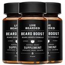 Live Bearded Beard Boost - Γενετικές βιταμίνες ανάπτυξης για τους άνδρες με Biotin, Collagen, Silica, Fo-Ti Root - Ανάπτυξη μαλλιών προσώπου για τους άνδρες, Made in The USA 