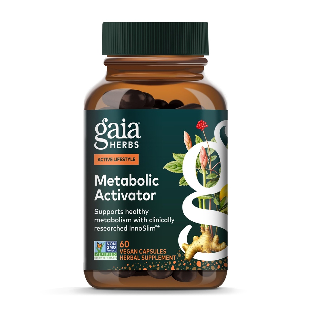 Gaia Herbs Μεταβολικός ενεργοποιητής - Συμπλήρωμα Φυσικής Ενέργειας για την υποστήριξη του μεταβολισμού - Made with Panax Notoginseng & Astragalus Extract - Free from Dairy, Soy & Gluten - 60 Κάψουλες (60 Servings)