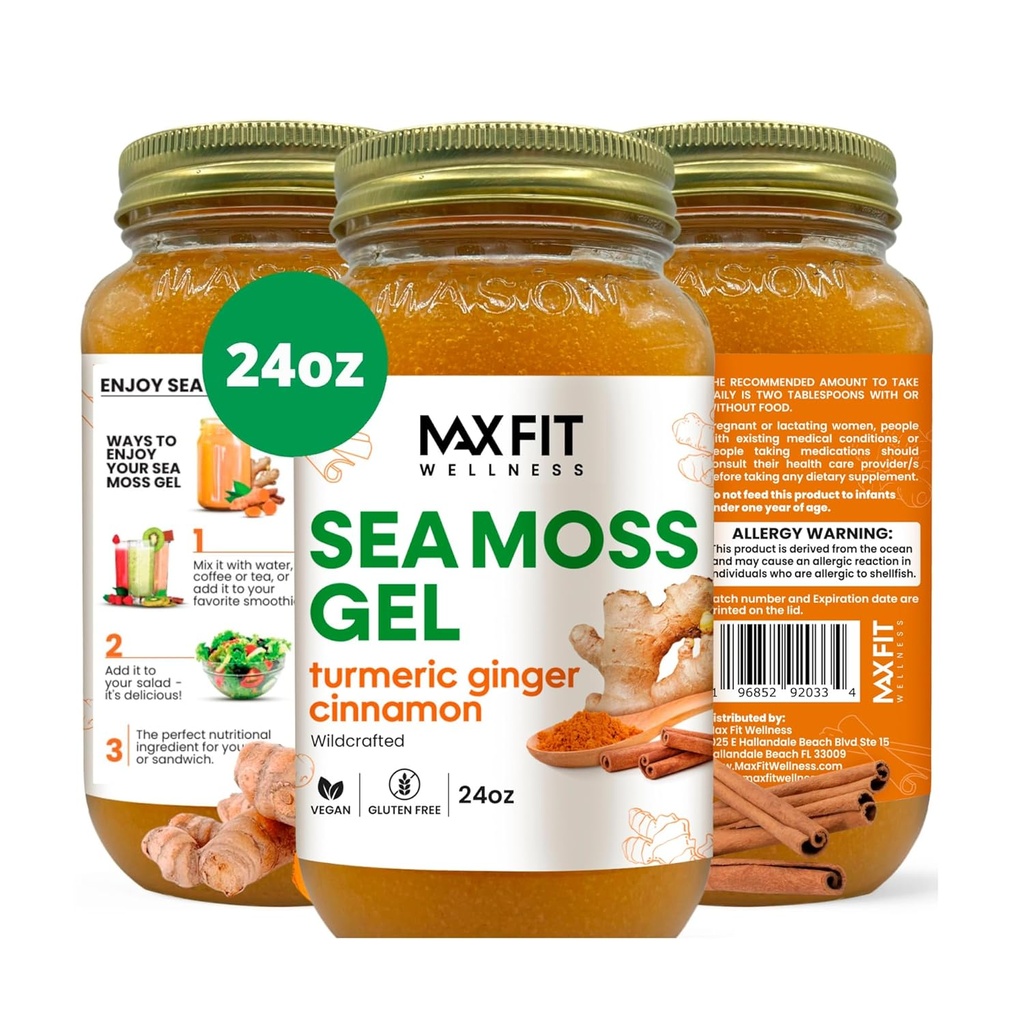 Sea Moss Gel Raw (12 Γεύσεις) 24oz Wildсrafted Gold Sea Moss Gel από την Αγία Λουκία 