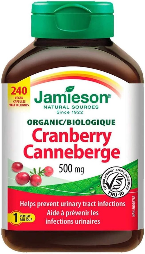 Jamieson Cranberry 500mg, 240 Vegan Capsules