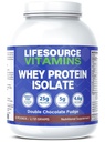 LifeSource Vitamins 6 λίβρες - ΗΠΑ Γαλακτοκομικές αγελάδες Grass Fed Whey Protein Isolate - Διπλή σοκολάτα Fudge γλυκασμένη w/Stevia