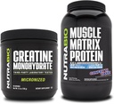 NutraBio Creatine Monohydrate, Unflavored, (150 g) and Muscle Matrix Protein Powder, (Confetti Cake) Supplement Bundle – Muscle Energy, Maximum Growth, Recovery, and Strength