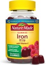 Nature Made Iron 18 mg ανά μερίδα με βιταμίνη C, Συμπλήρωμα διατροφής για την υποστήριξη των ερυθρών κυττάρων αίματος, 60 Gummies, 30 ημέρες προσφοράς